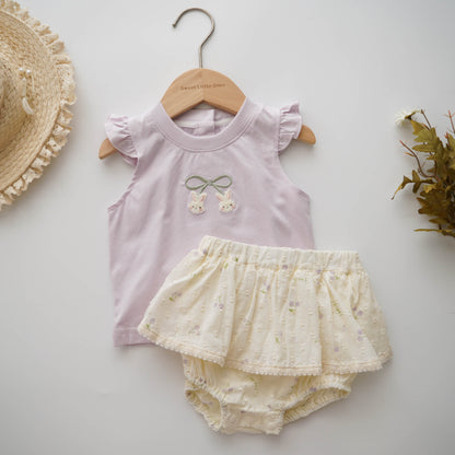 Summer Cherry Rabbit Two Pieces Set