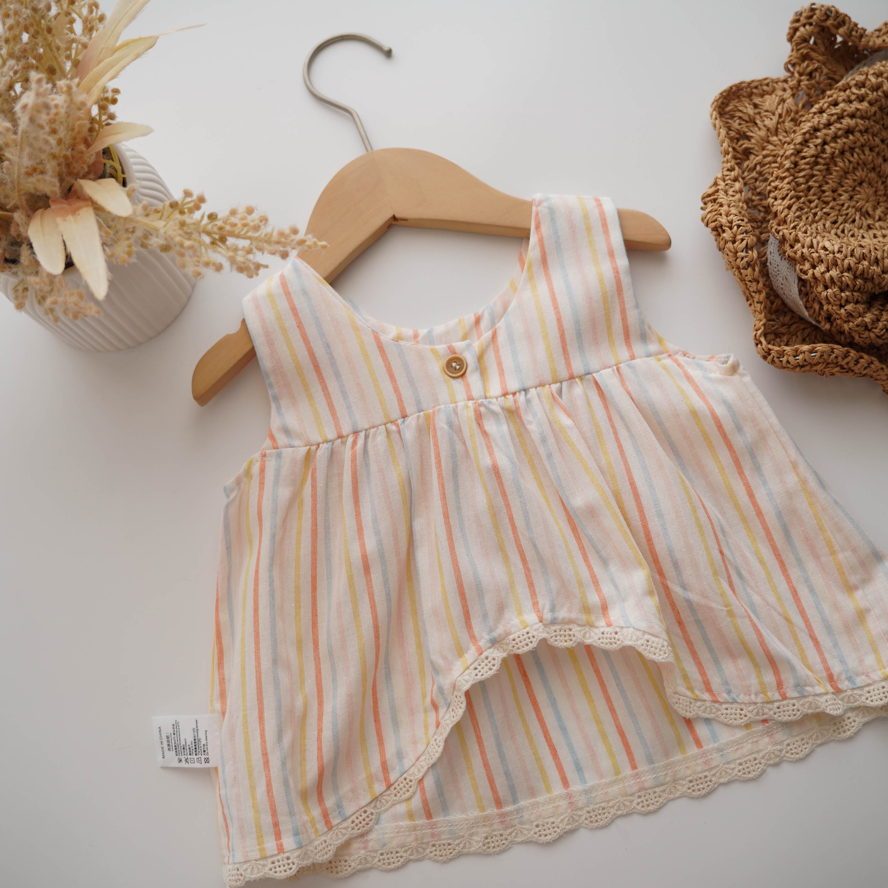 Color Line Ribbon Top & Pants