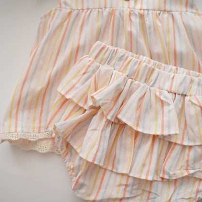 Color Line Ribbon Top & Pants