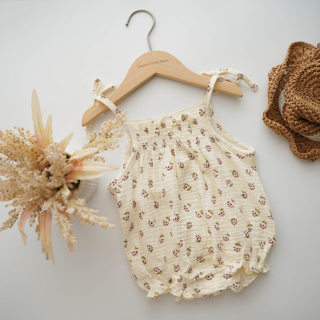 Self-Tie Summer Gauze Cotton Romper