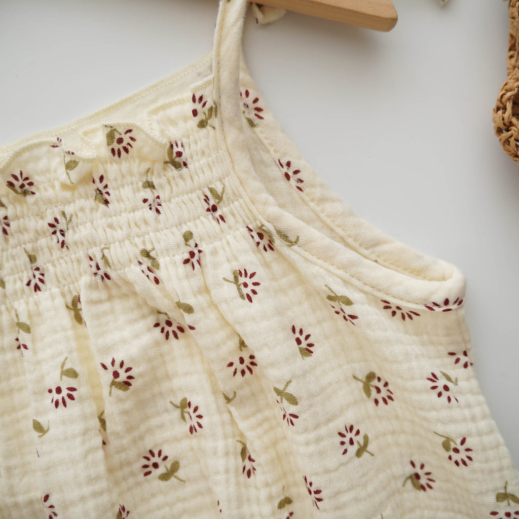 Self-Tie Summer Gauze Cotton Romper