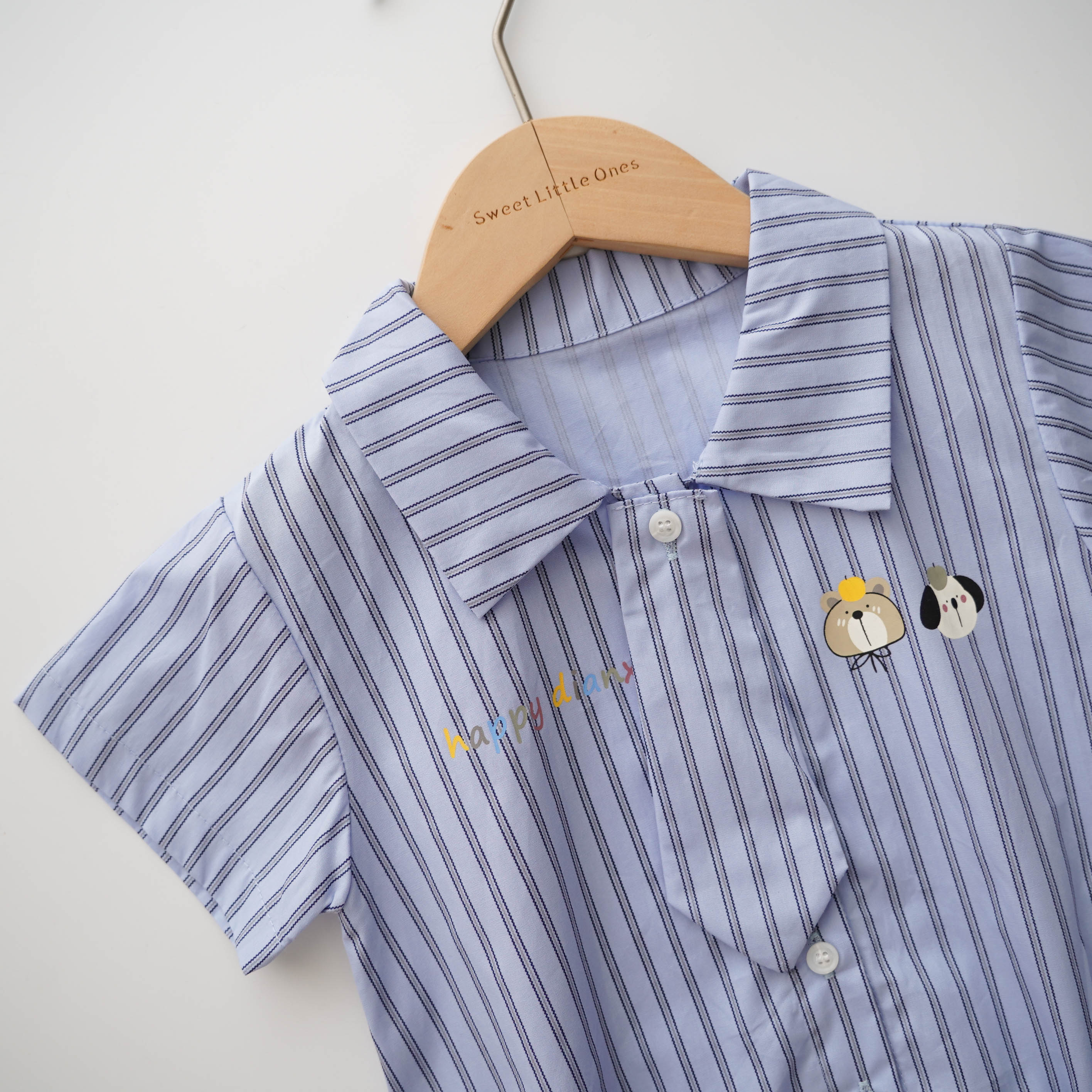 Line Bear with Tie Romper