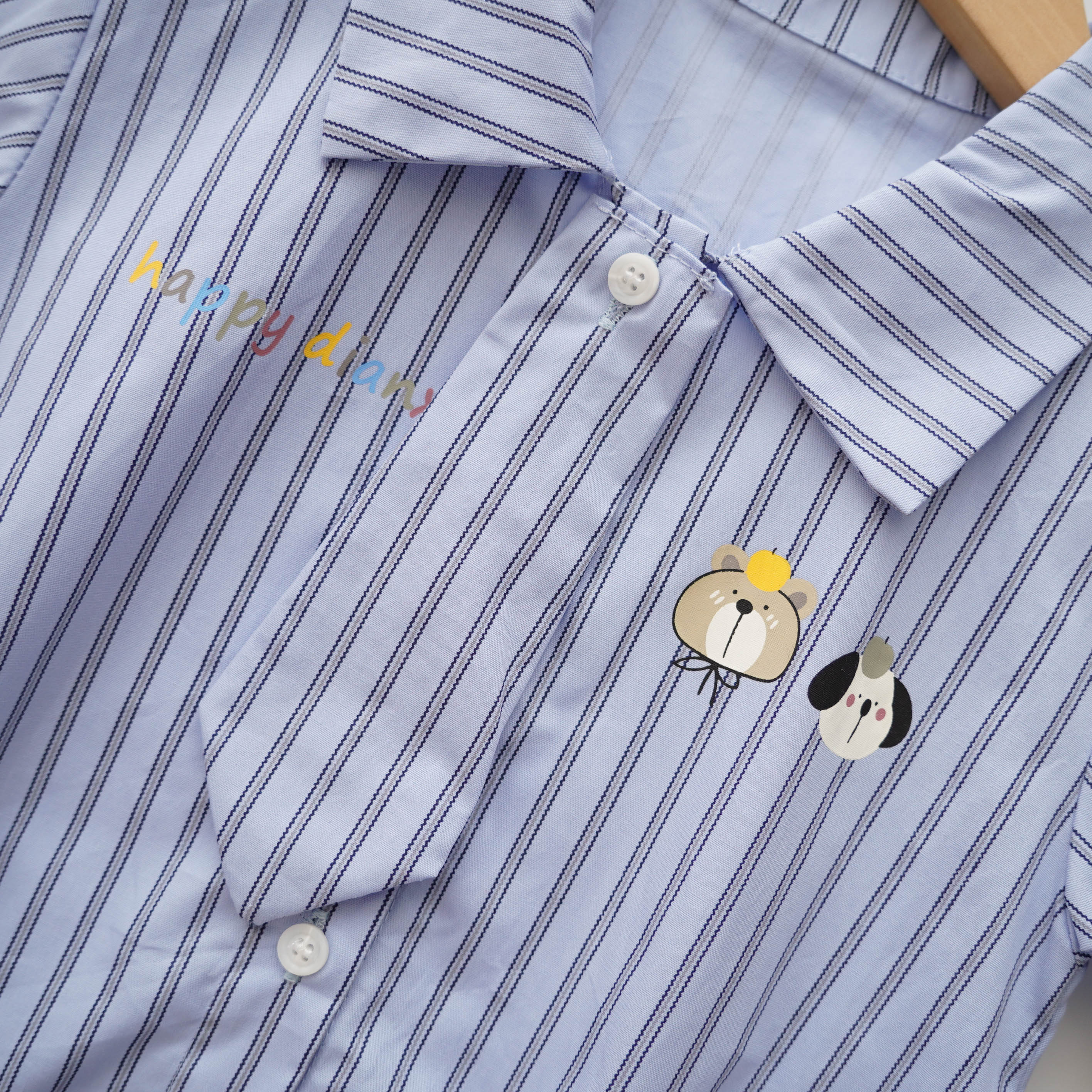 Line Bear with Tie Romper