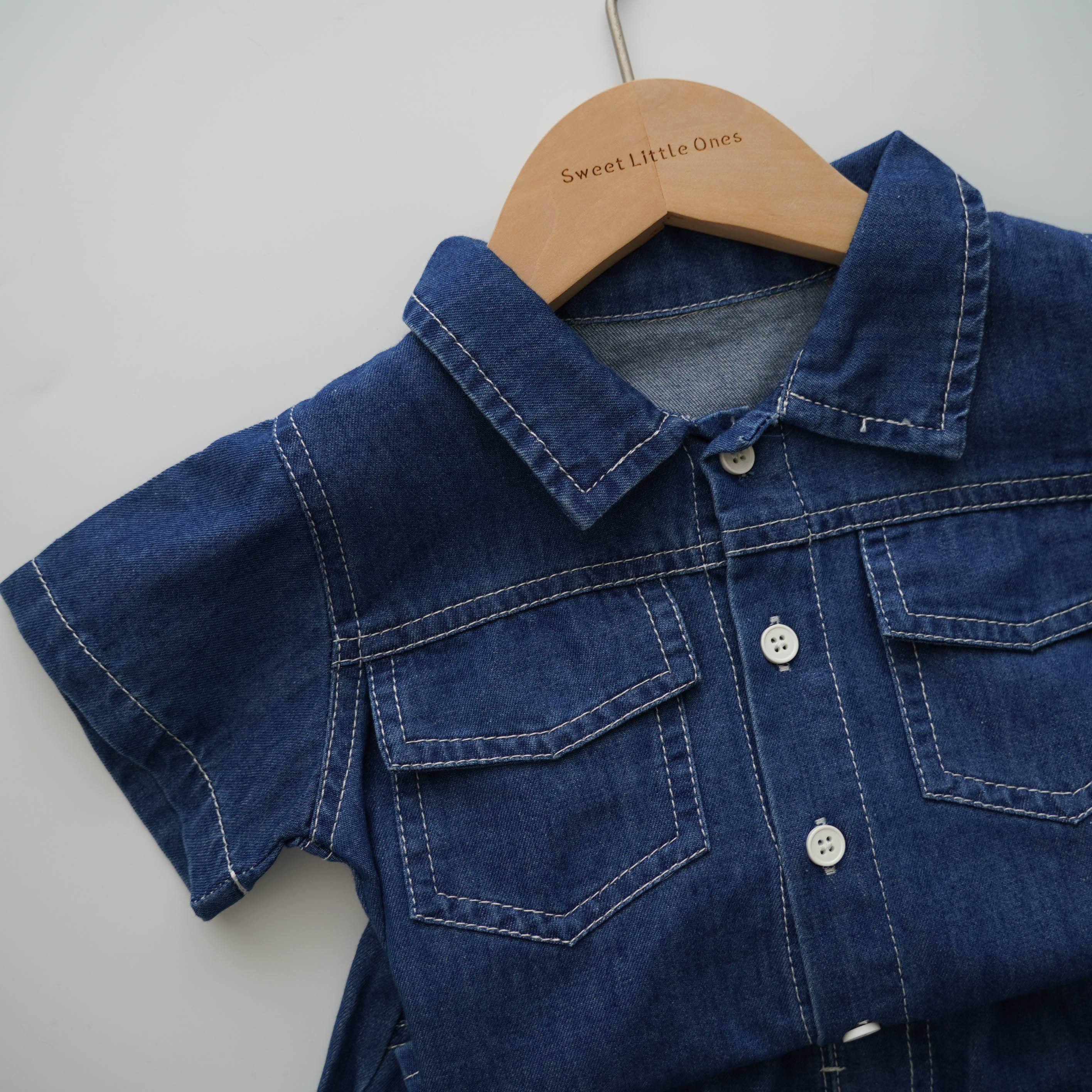 Denim Casual Top & Bottom Set