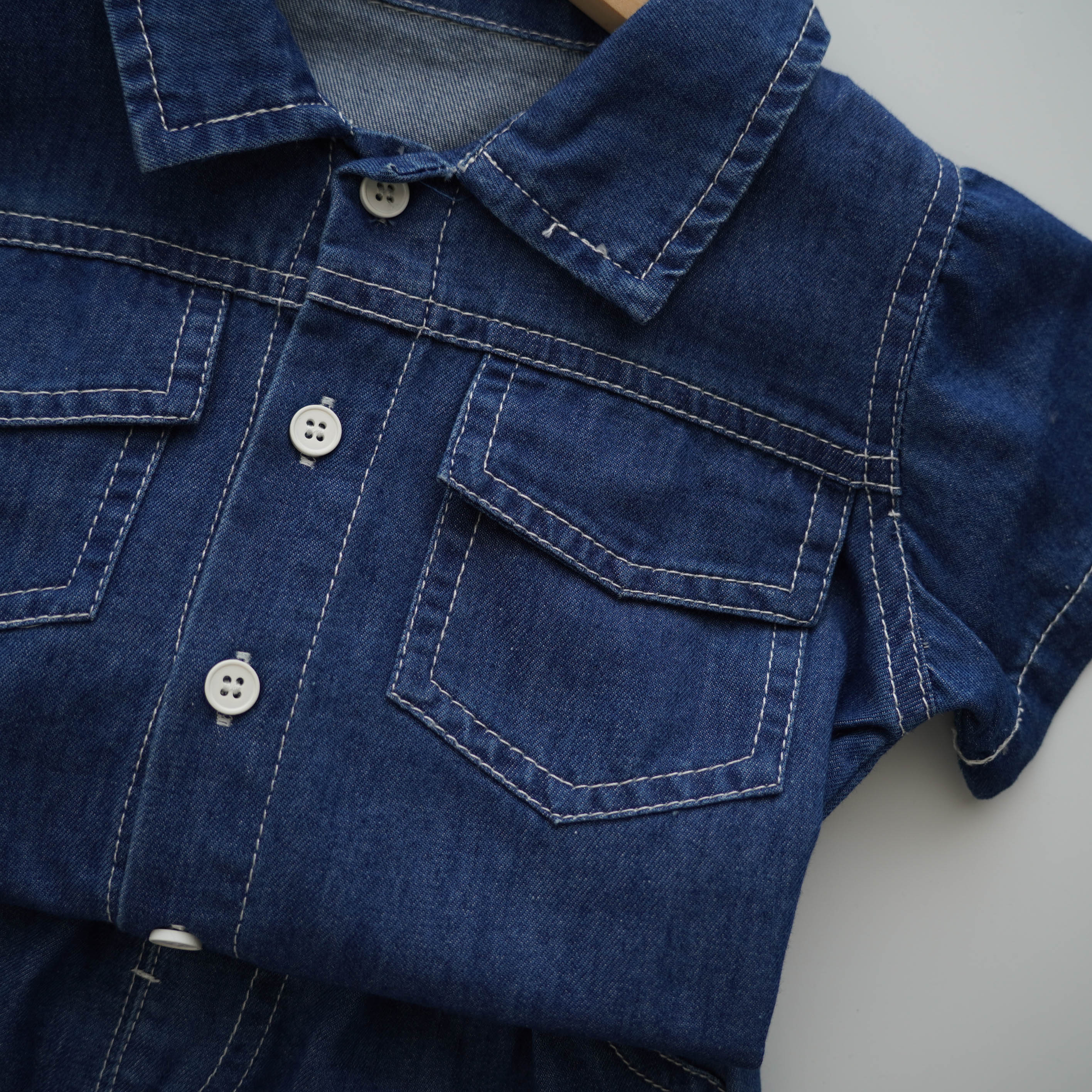 Denim Casual Top & Bottom Set