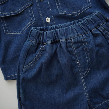 Denim Casual Top & Bottom Set