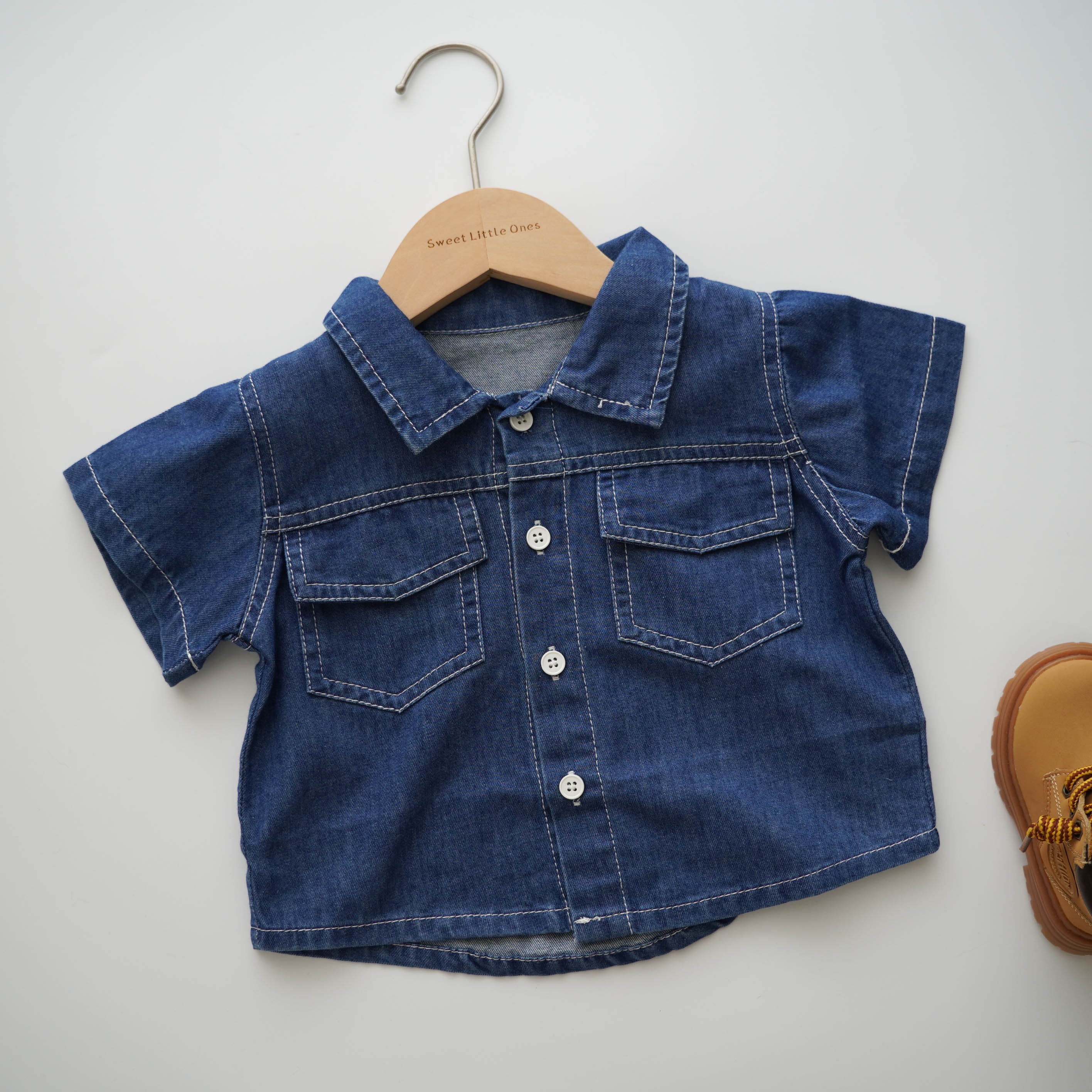 Denim Casual Top & Bottom Set