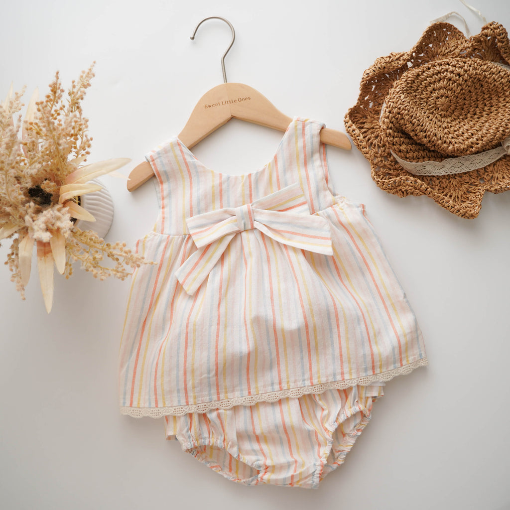 Color Line Ribbon Top & Pants