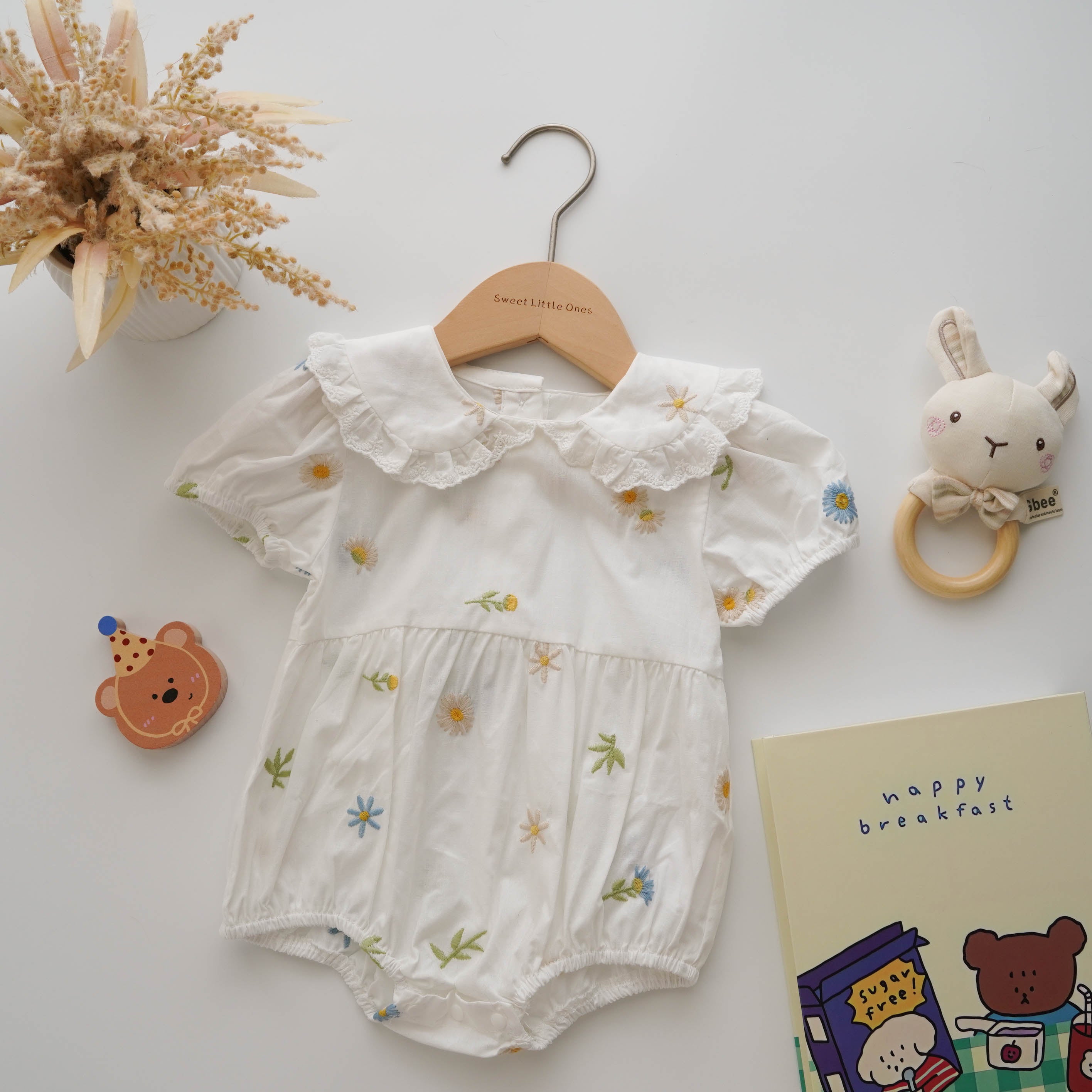 Embroidery Flower Baby Romper