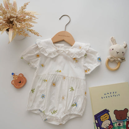 Embroidery Flower Baby Romper