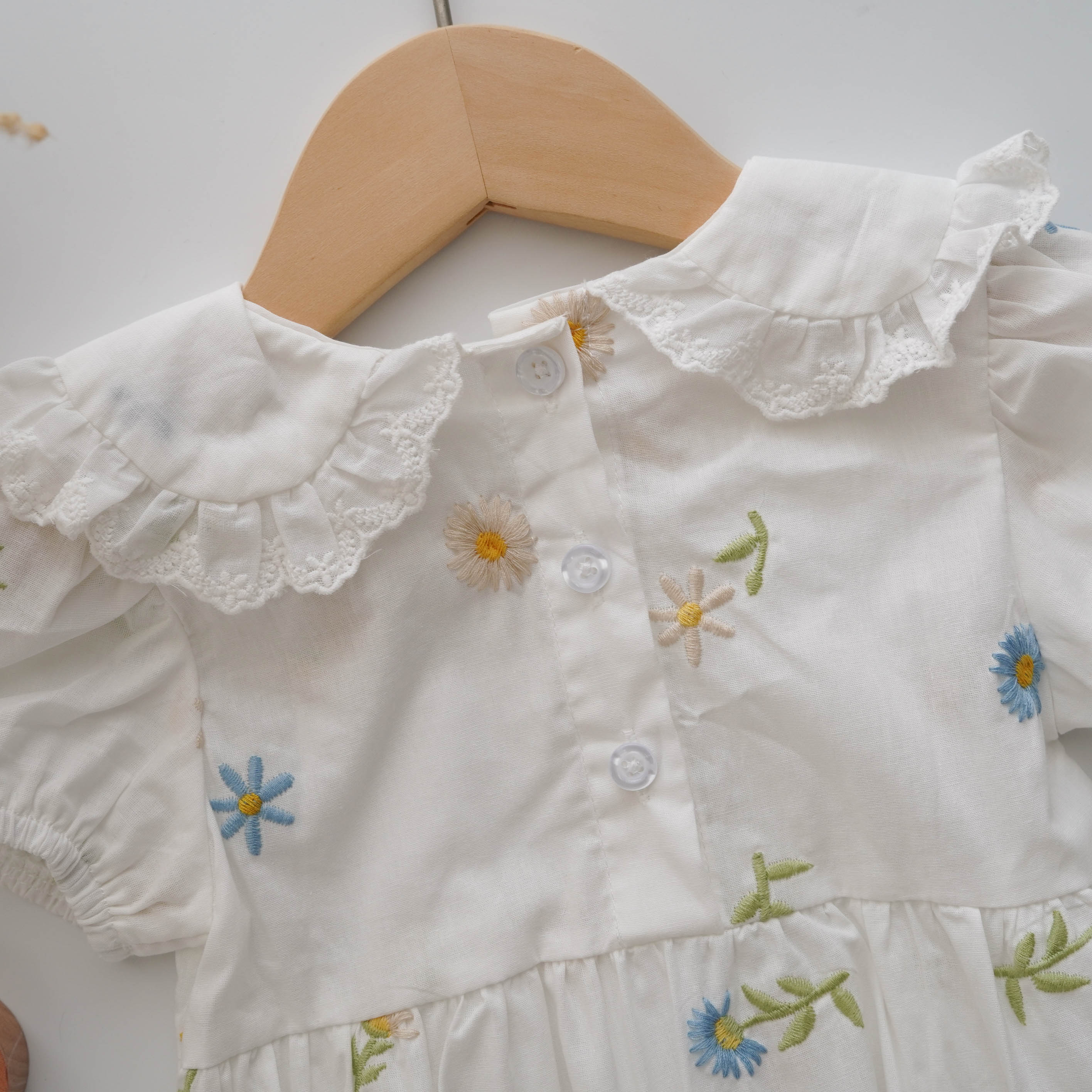 Embroidery Flower Baby Romper