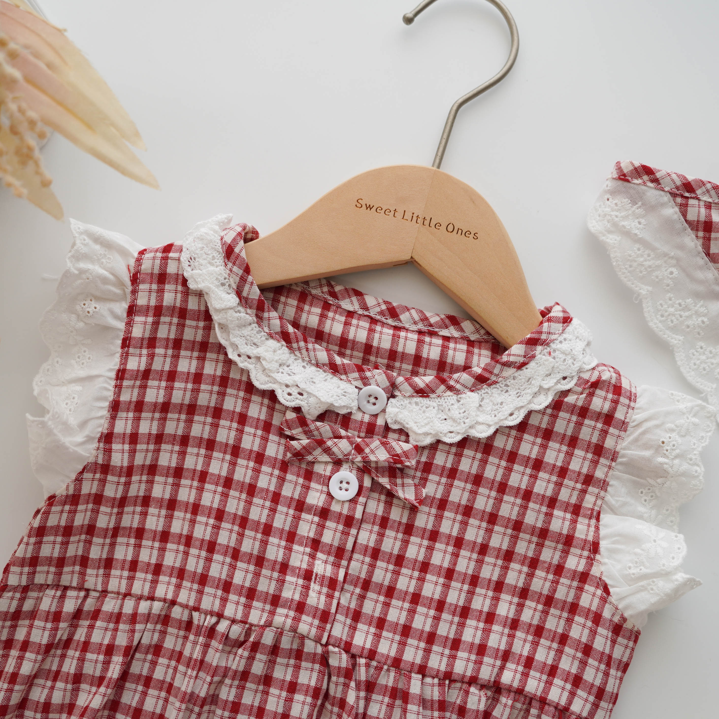 Checkered Sleeveless Romper with Hat