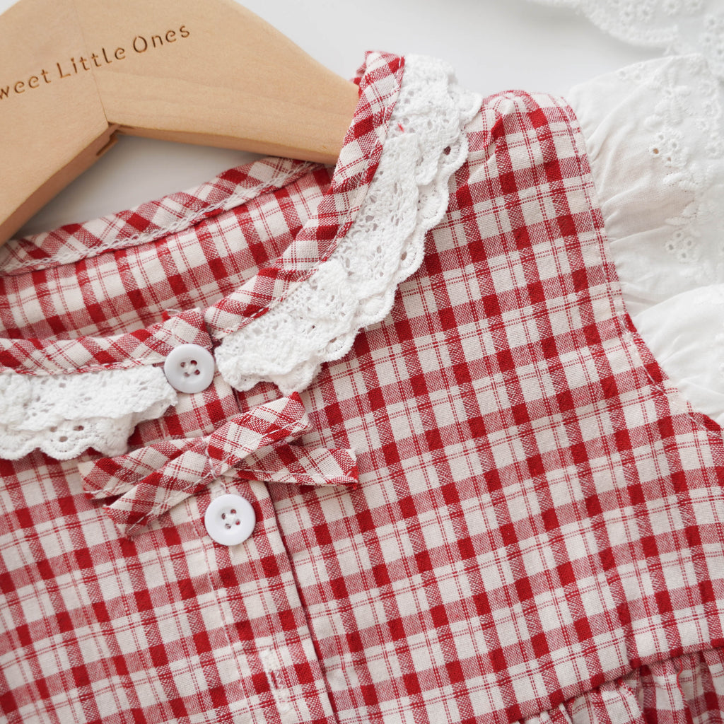Checkered Sleeveless Romper with Hat