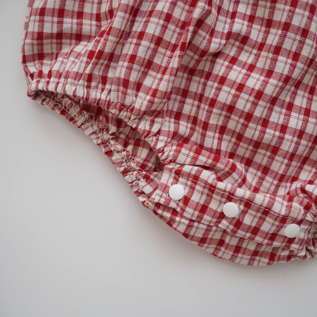 Checkered Sleeveless Romper with Hat
