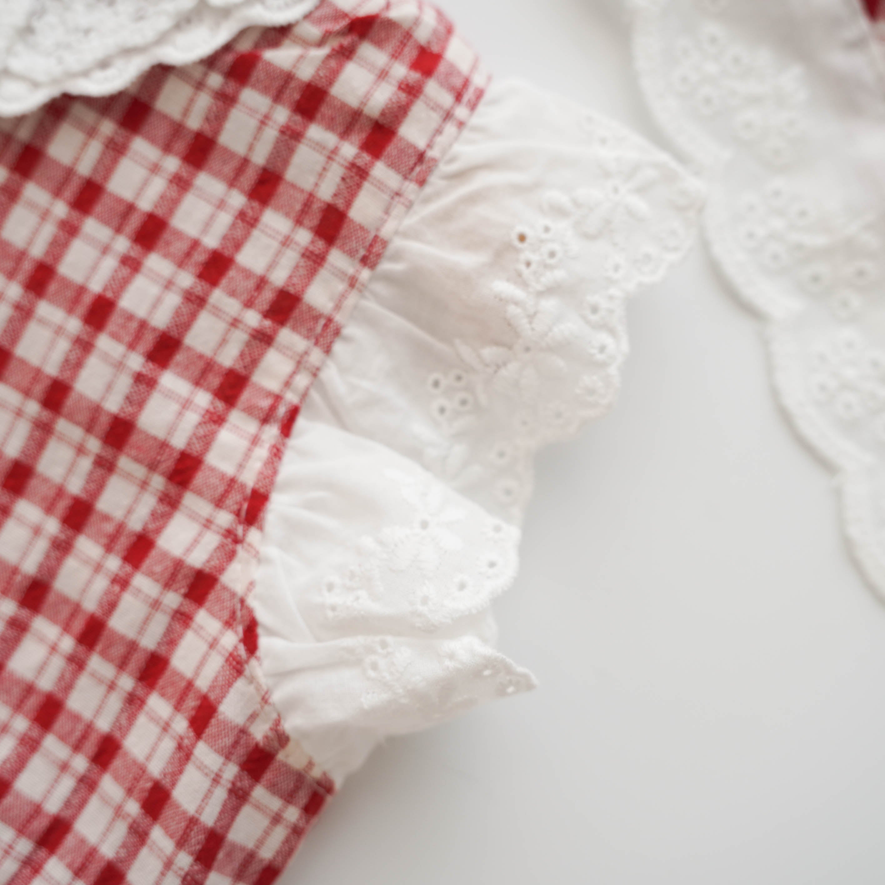 Checkered Sleeveless Romper with Hat