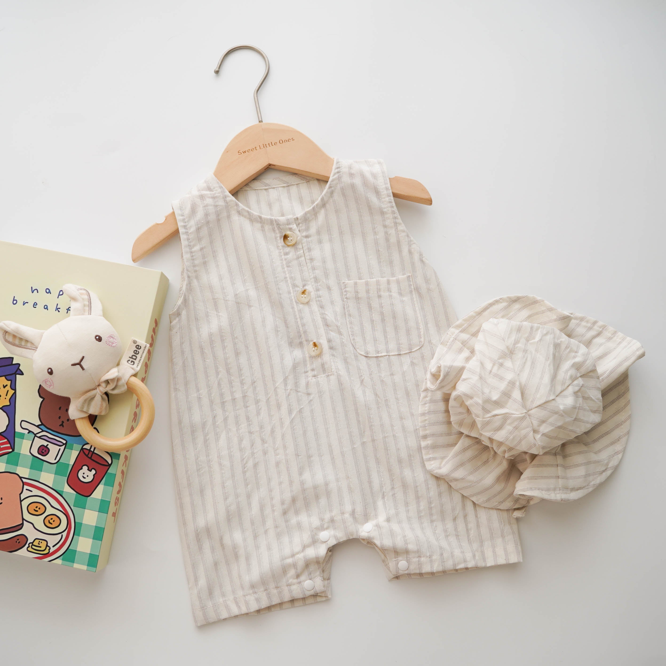 Basic Buttoned Overall with Hat