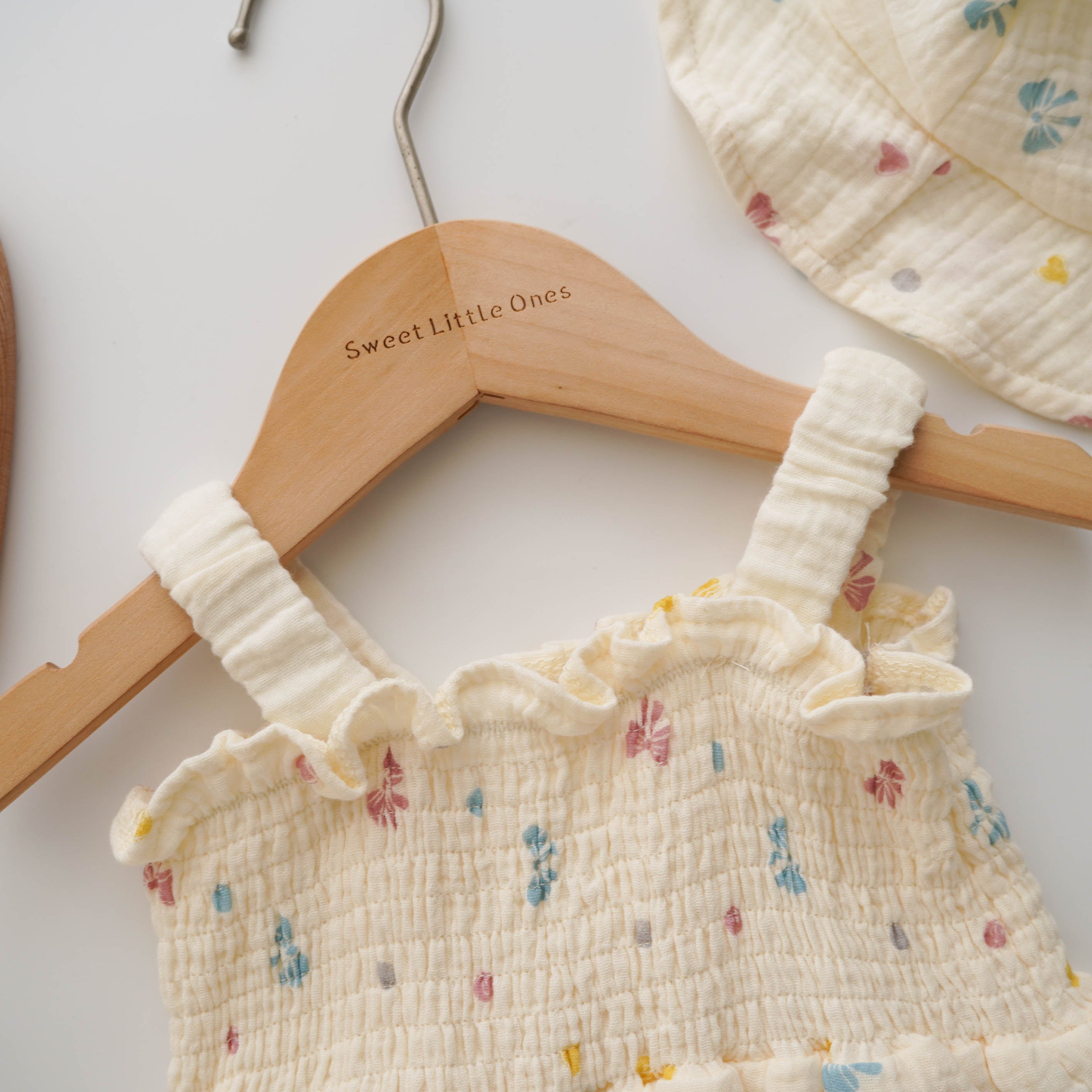 Ribbon & Love Cotton Romper with Hat