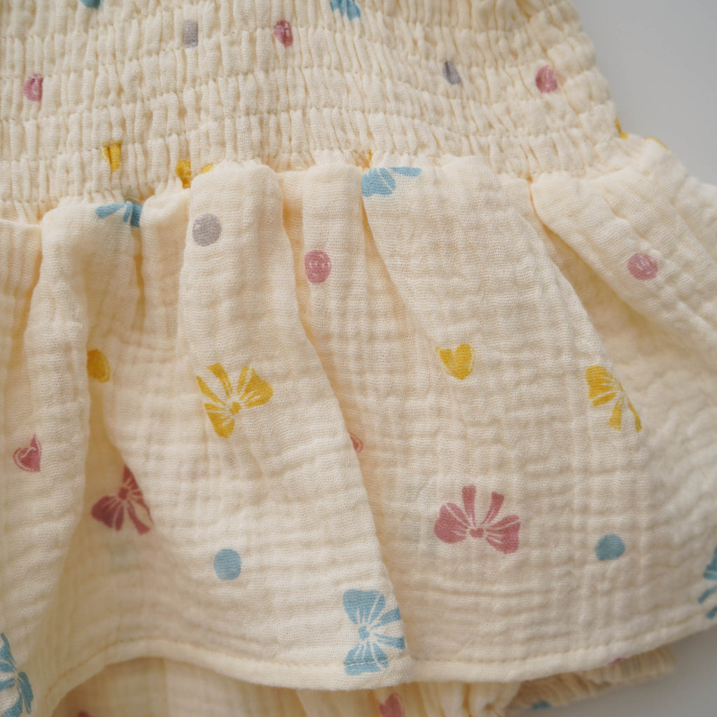 Ribbon & Love Cotton Romper with Hat