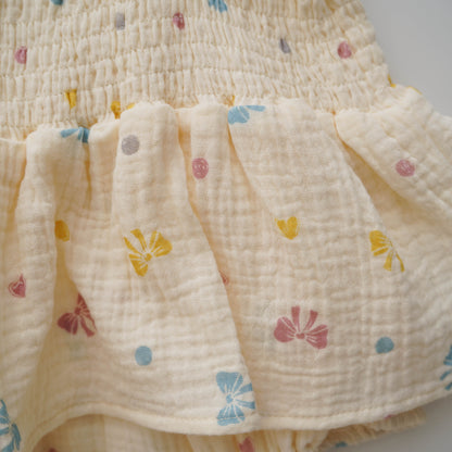Ribbon & Love Cotton Romper with Hat