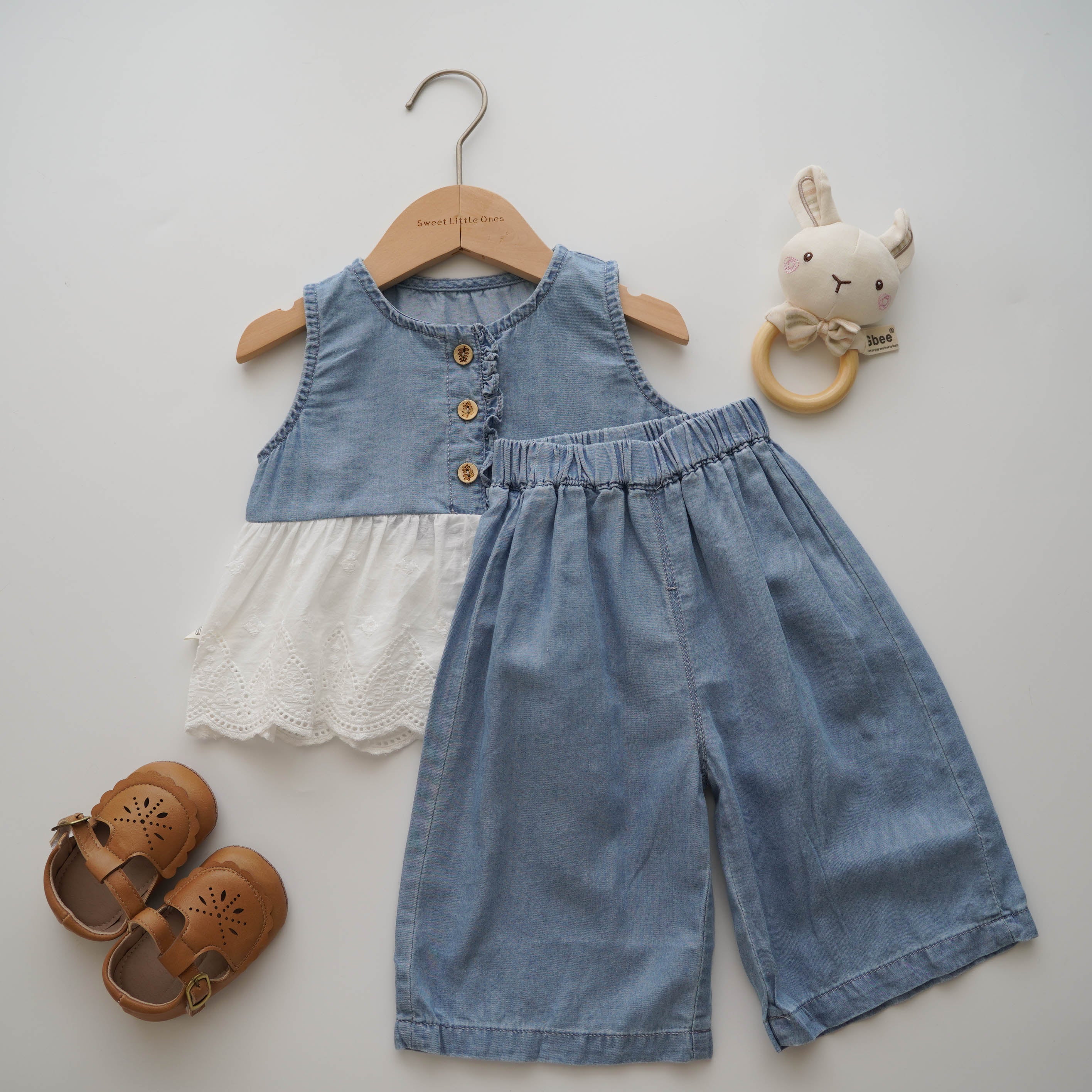 Design Buttoned Denim Set
