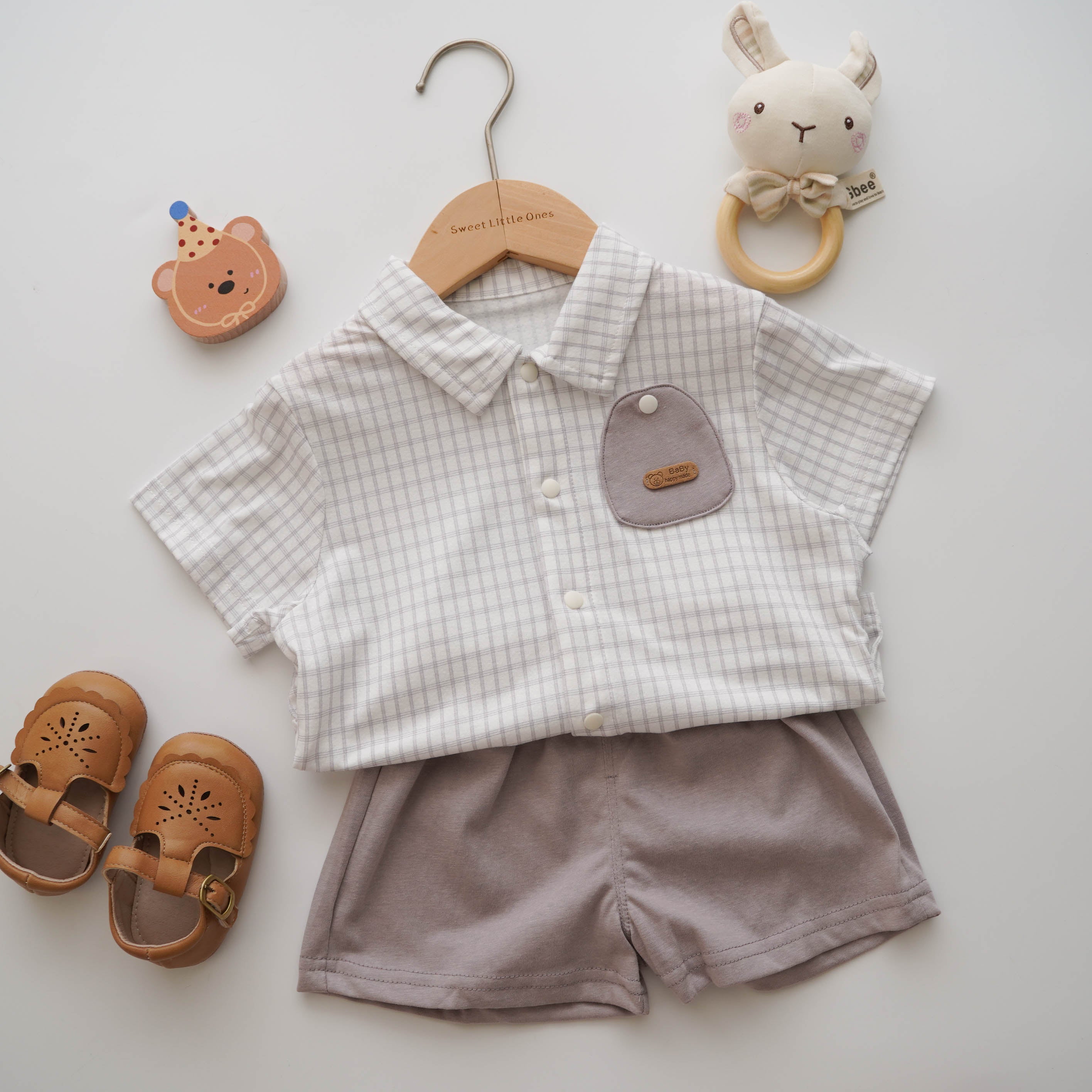 Checkered Buttoned Boy Set