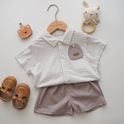 Checkered Buttoned Boy Set