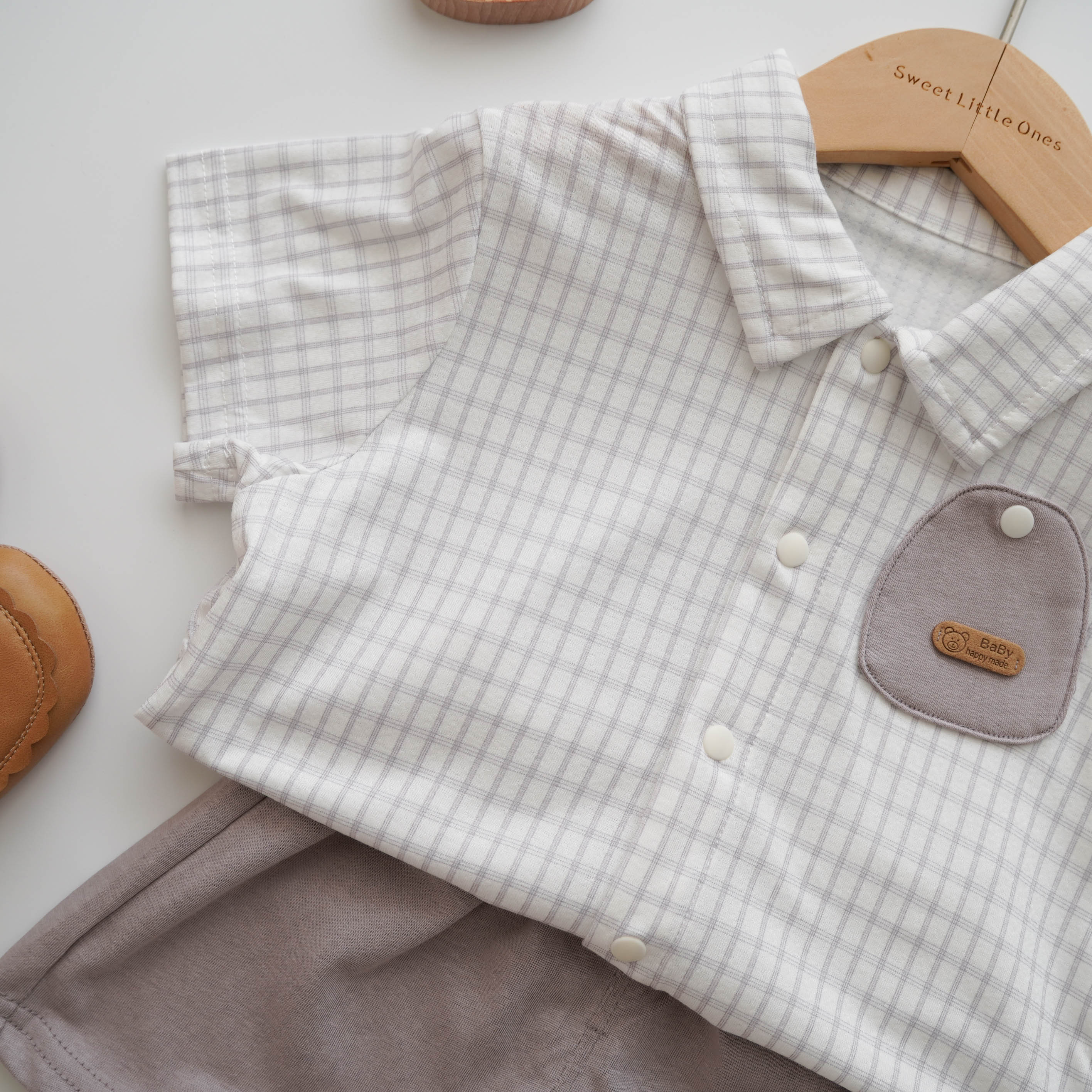 Checkered Buttoned Boy Set