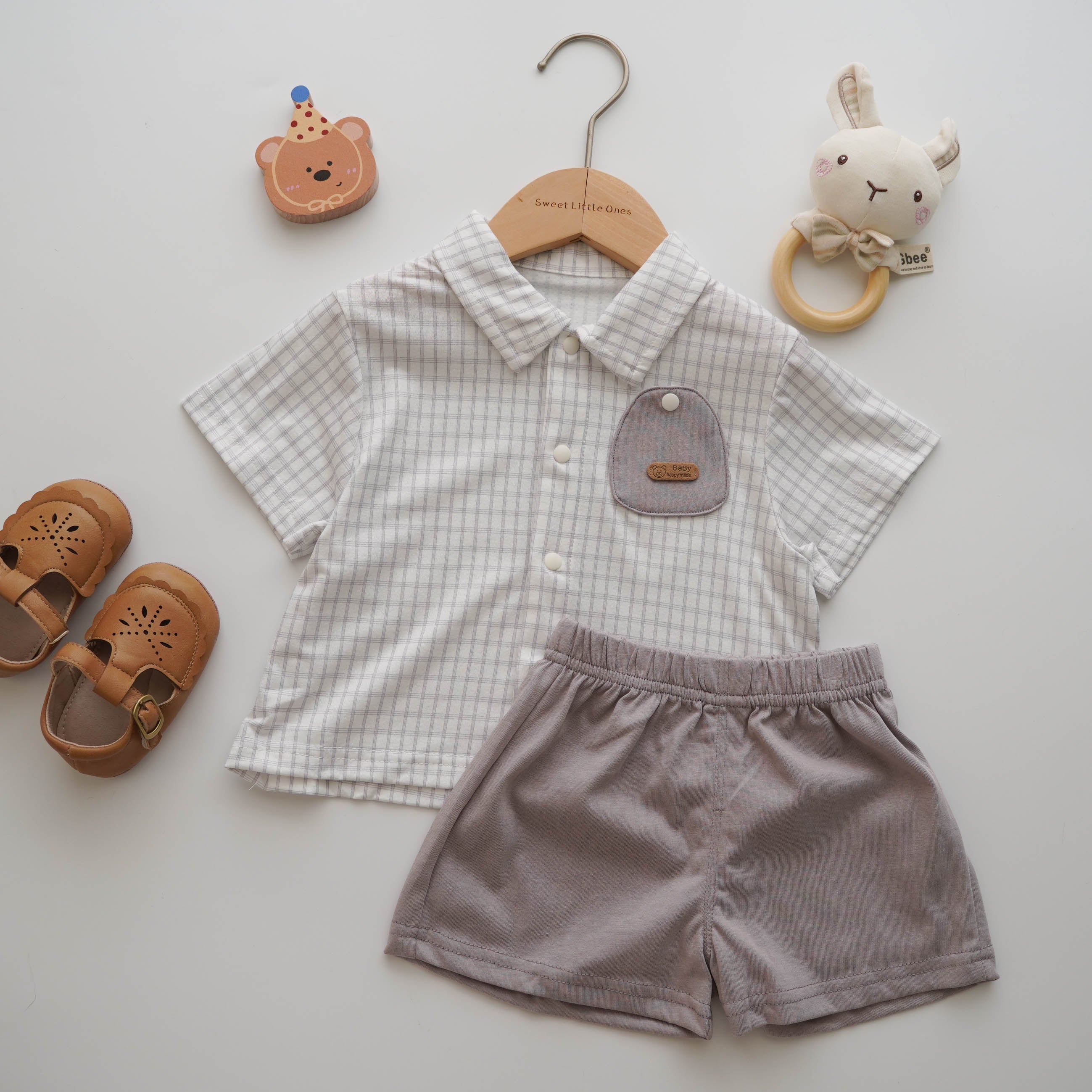 Checkered Buttoned Boy Set