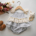 Checkered Ruffled Sleeves Romper