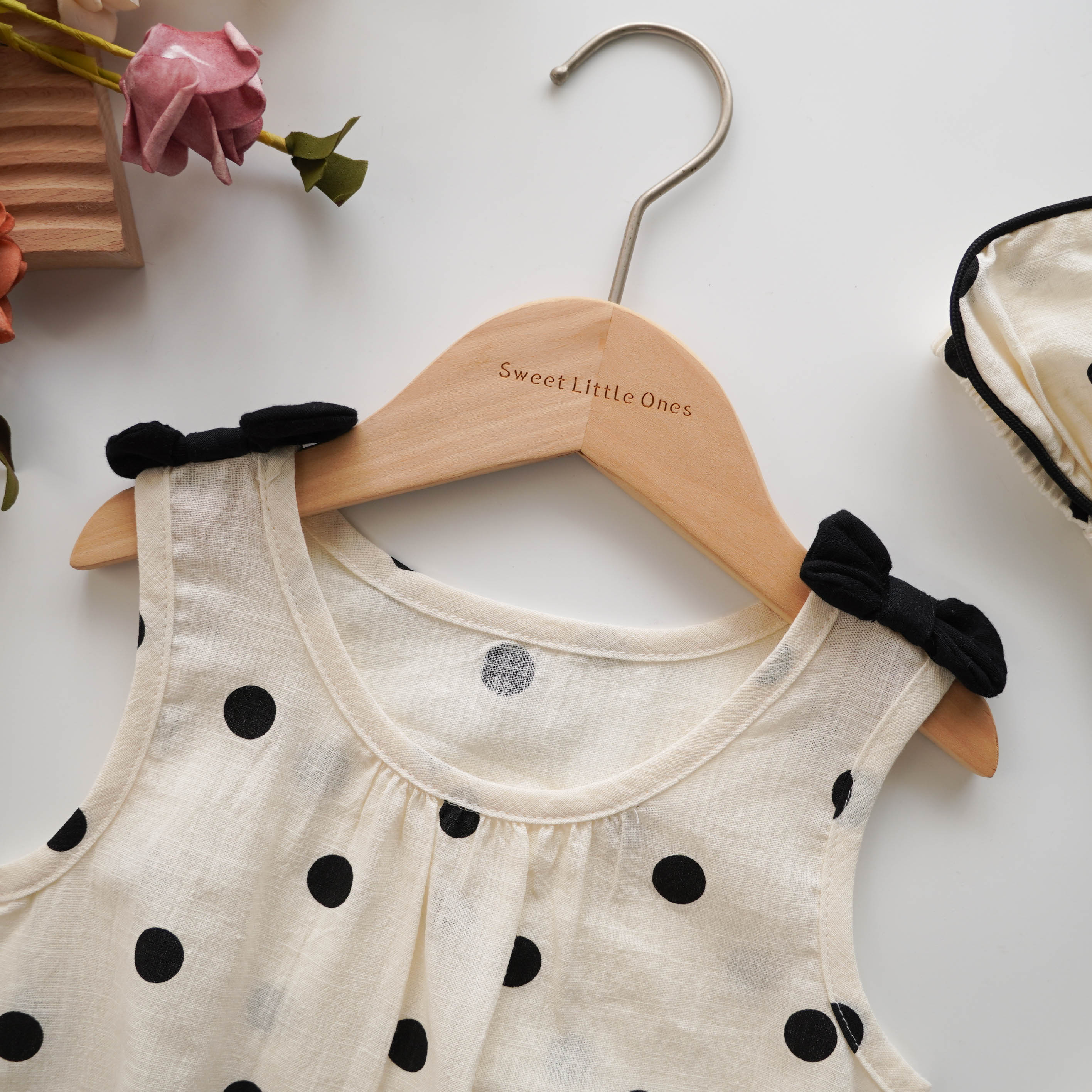 Ribbon Polka Dot Romper with Hairband