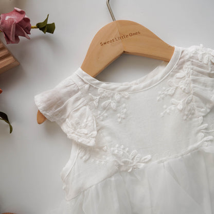 Simple Daily White Romper with Hat