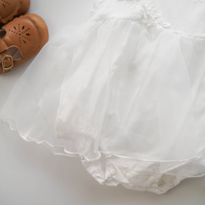 Simple Daily White Romper with Hat