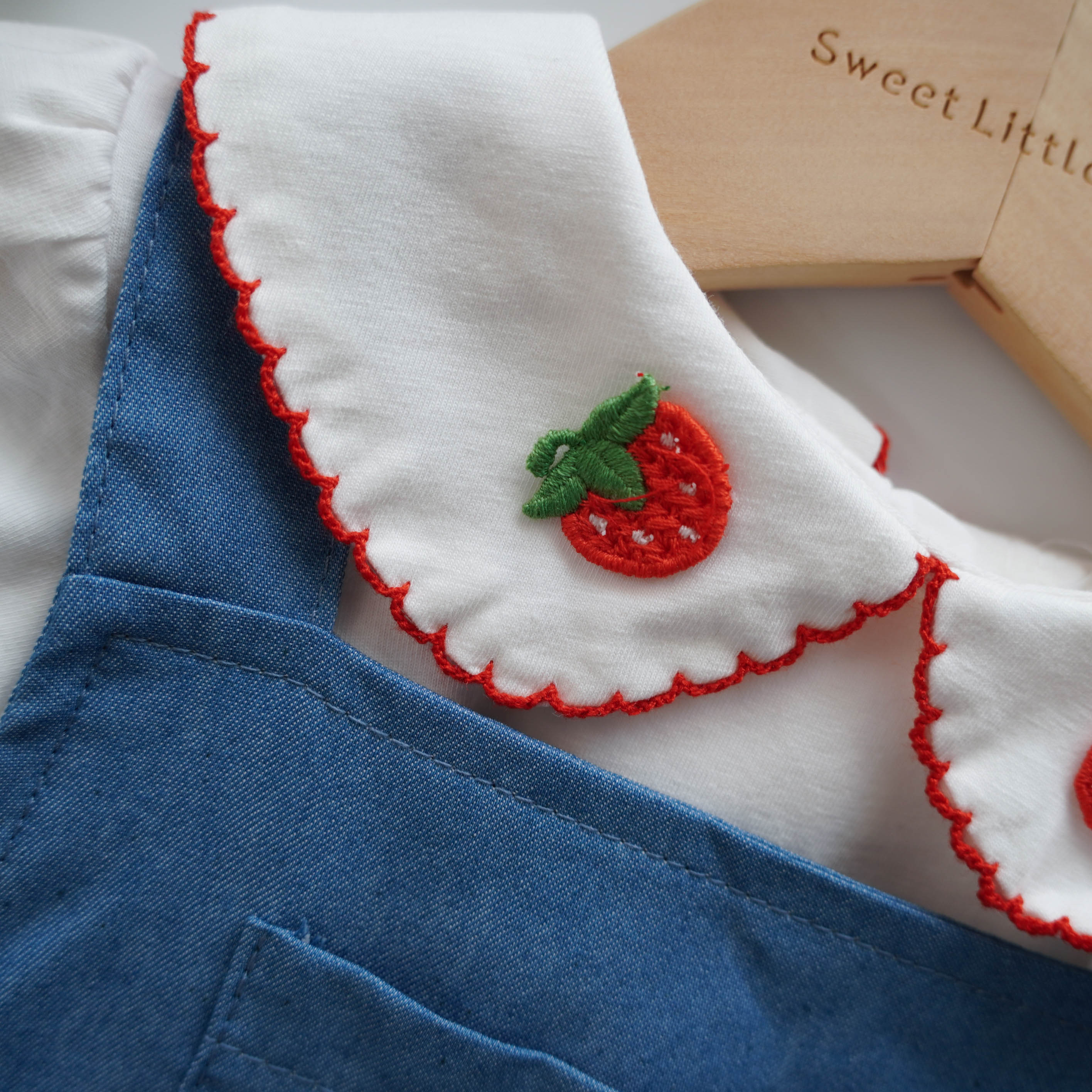 Strawberry Denim Sling Set with Hat