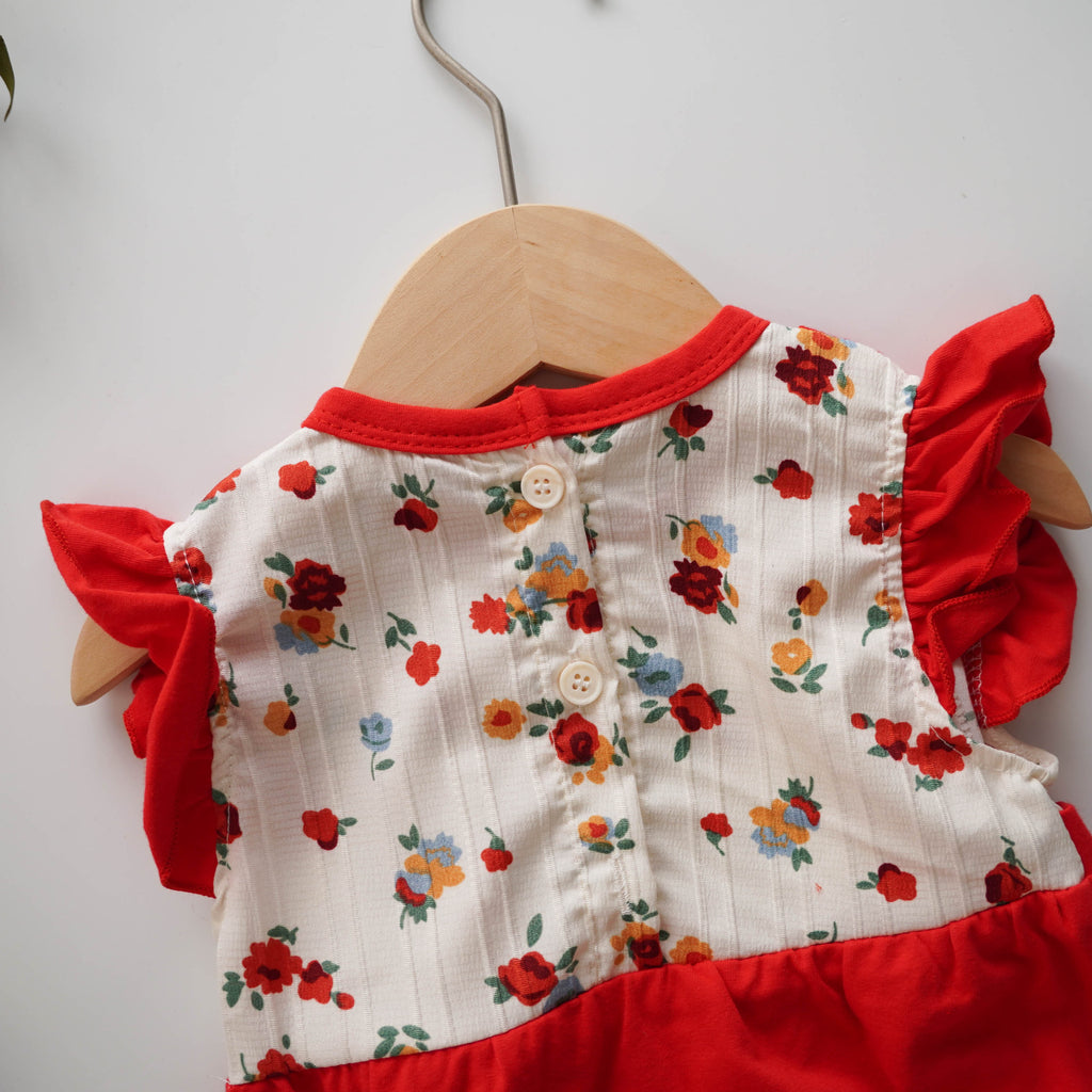 3D Flower Ruffled Romper with Hat