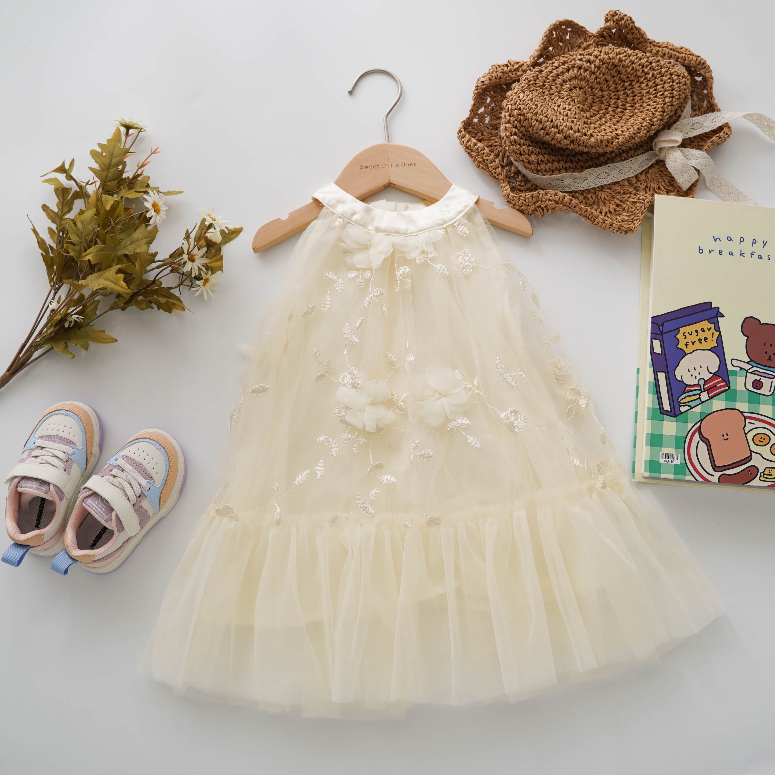 Details Embroidery Halter Dress