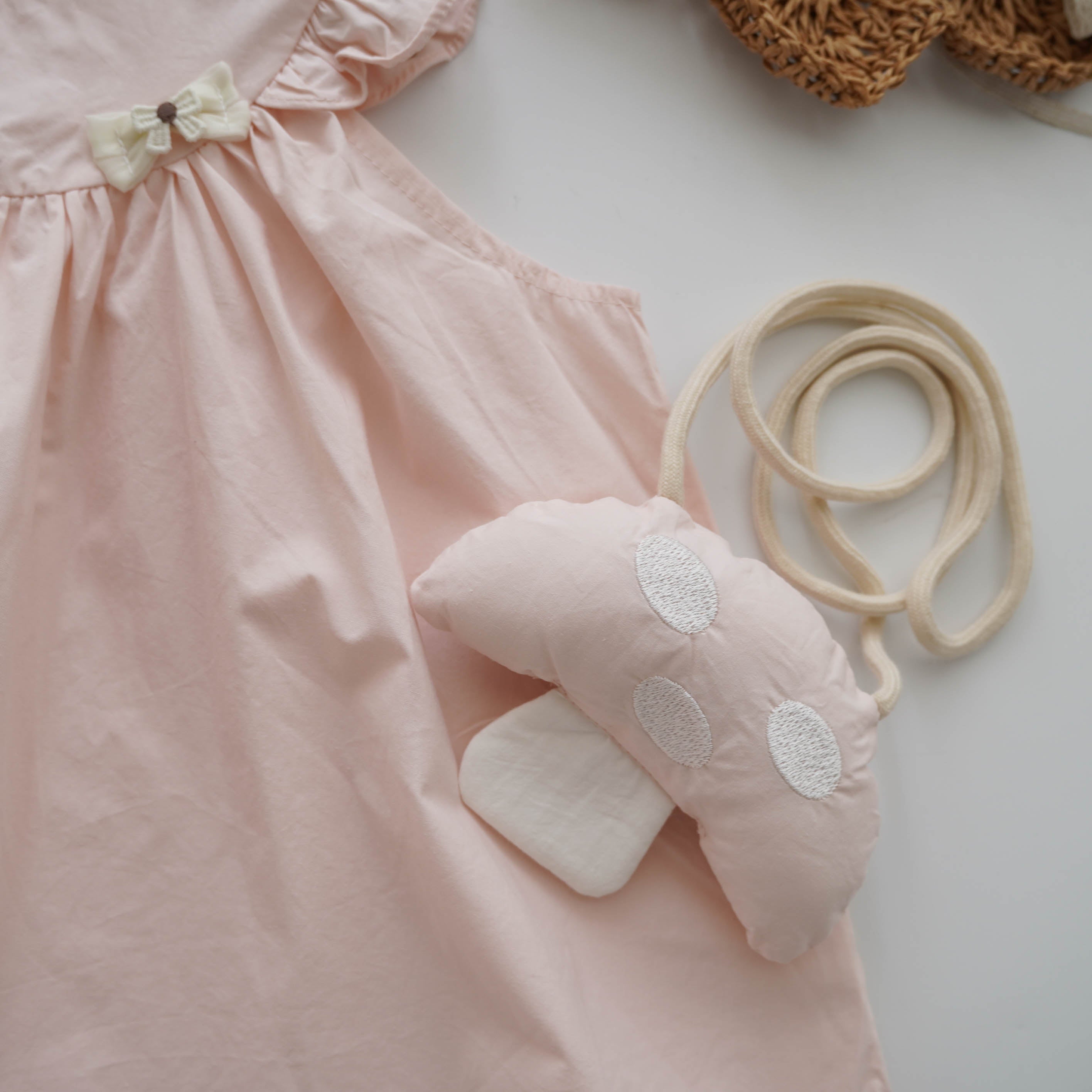 Ribbon Details Dress with Mushroom Bag