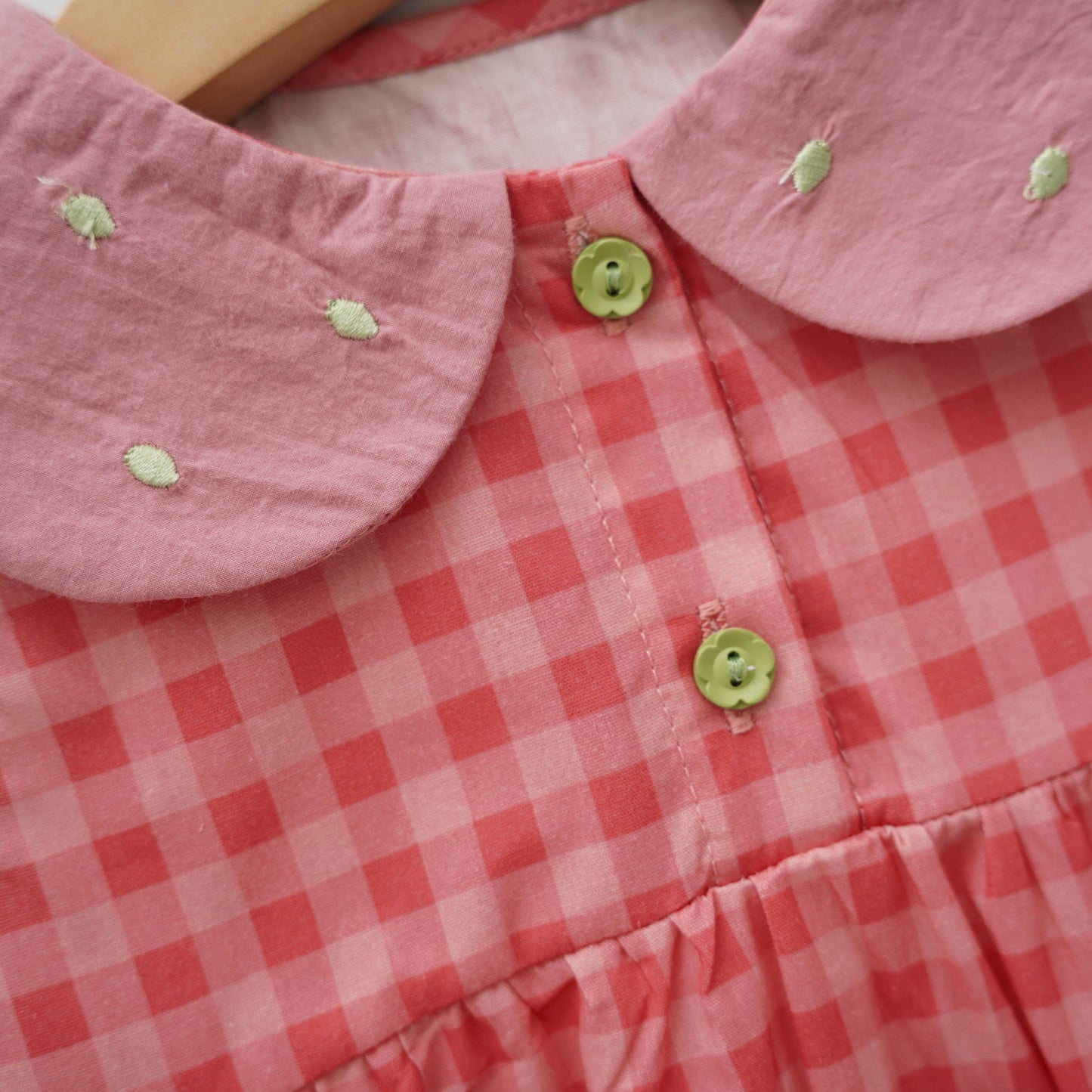 Checkered Baby Romper with Strawberry Bag