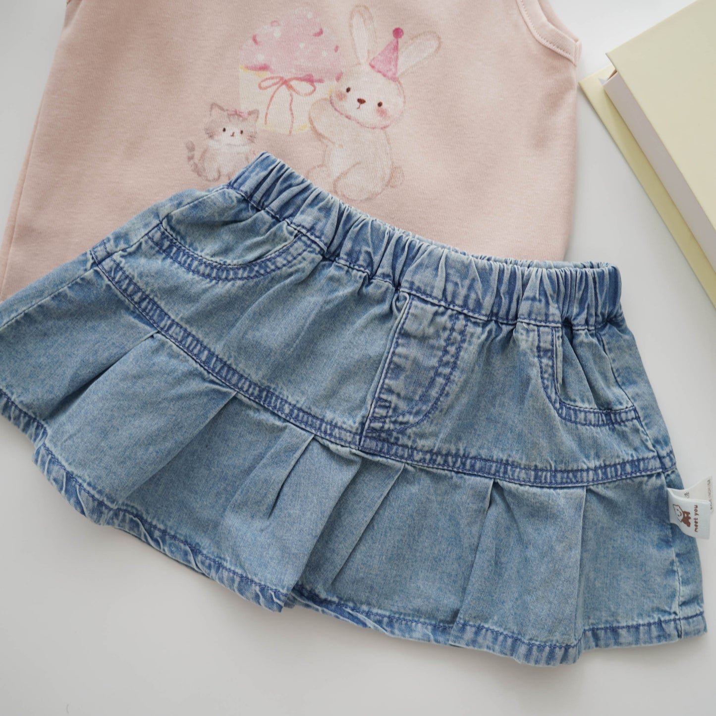 Birthday Bunny Top & Jeans Skirt Set