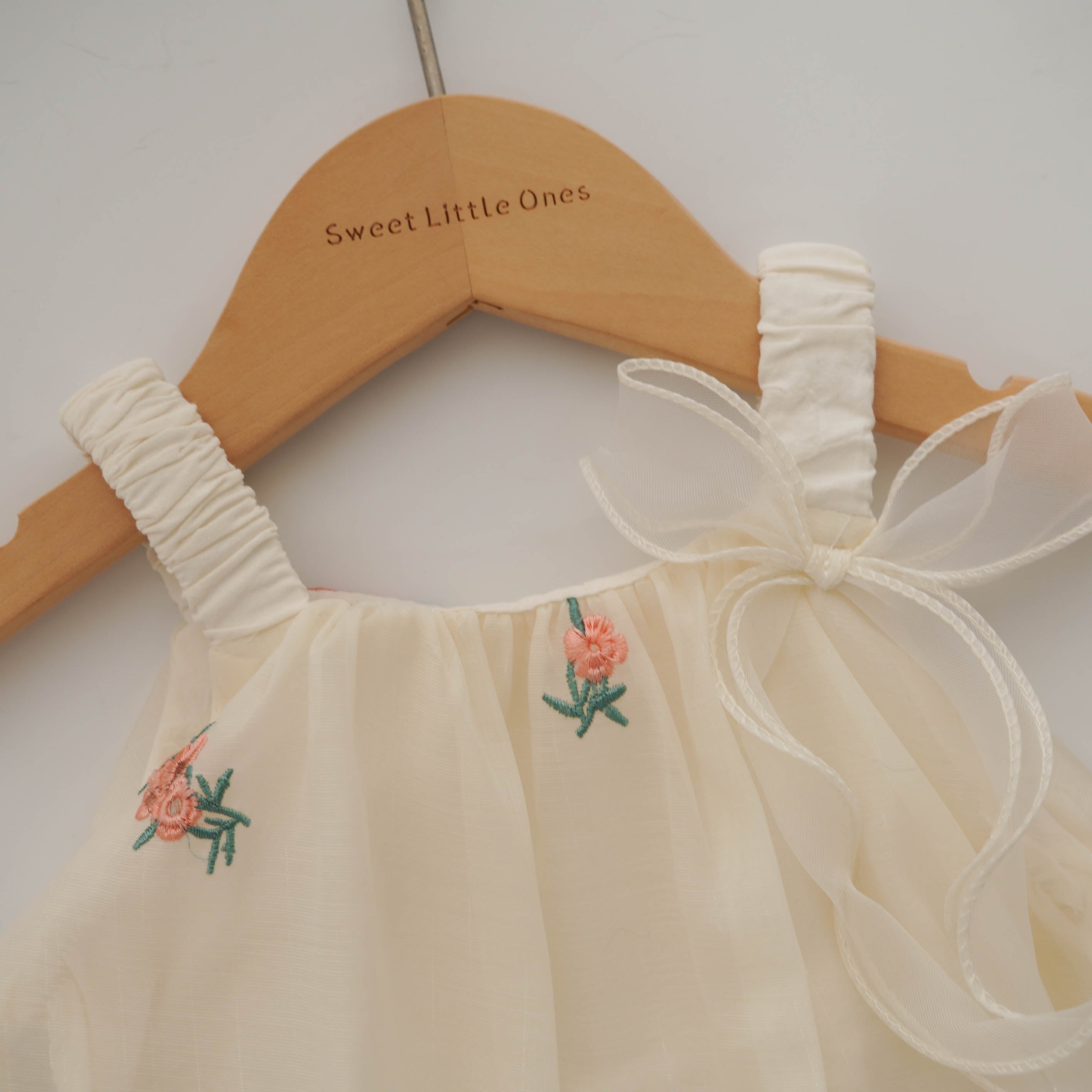 Floral Ribbon Girl Romper Dress