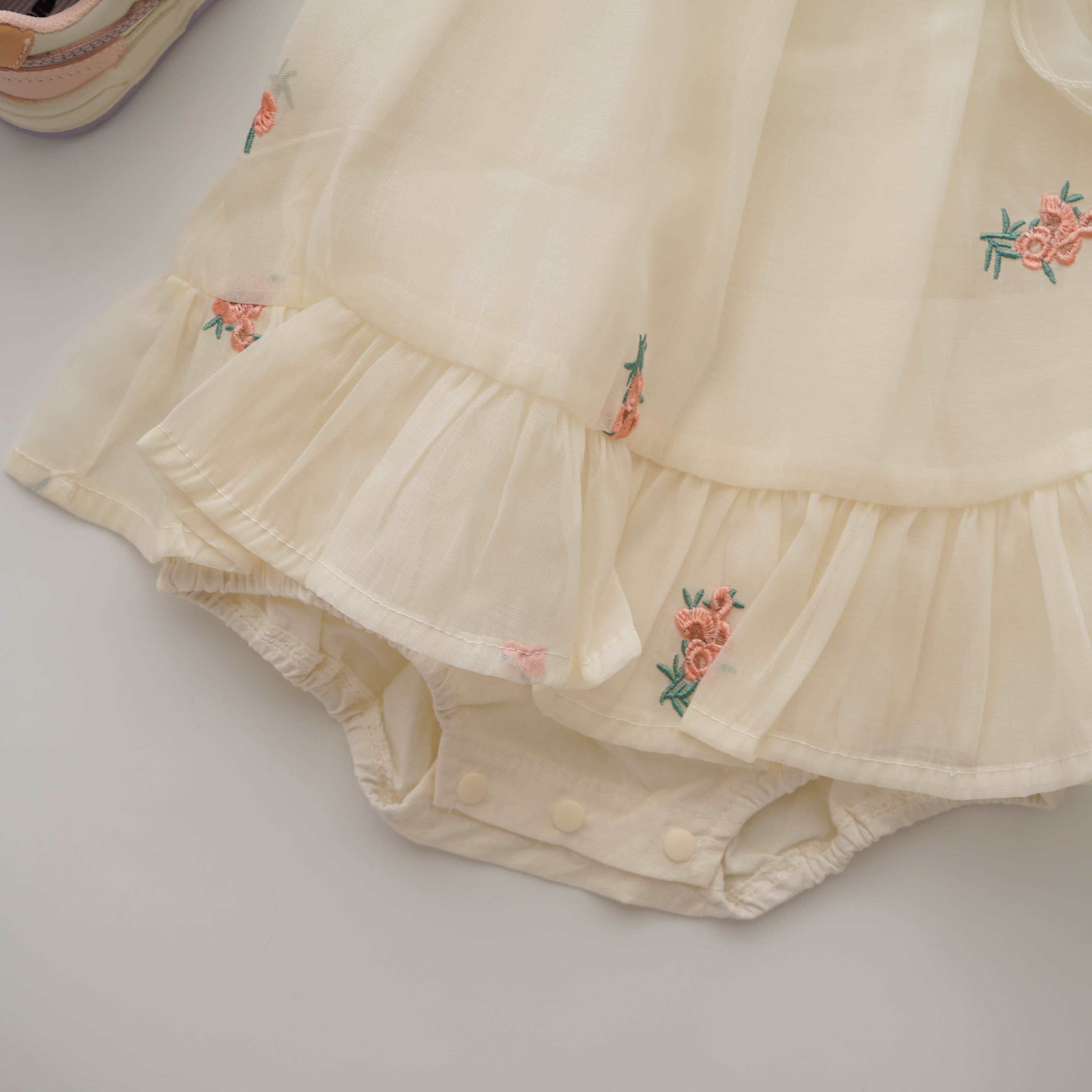 Floral Ribbon Girl Romper Dress