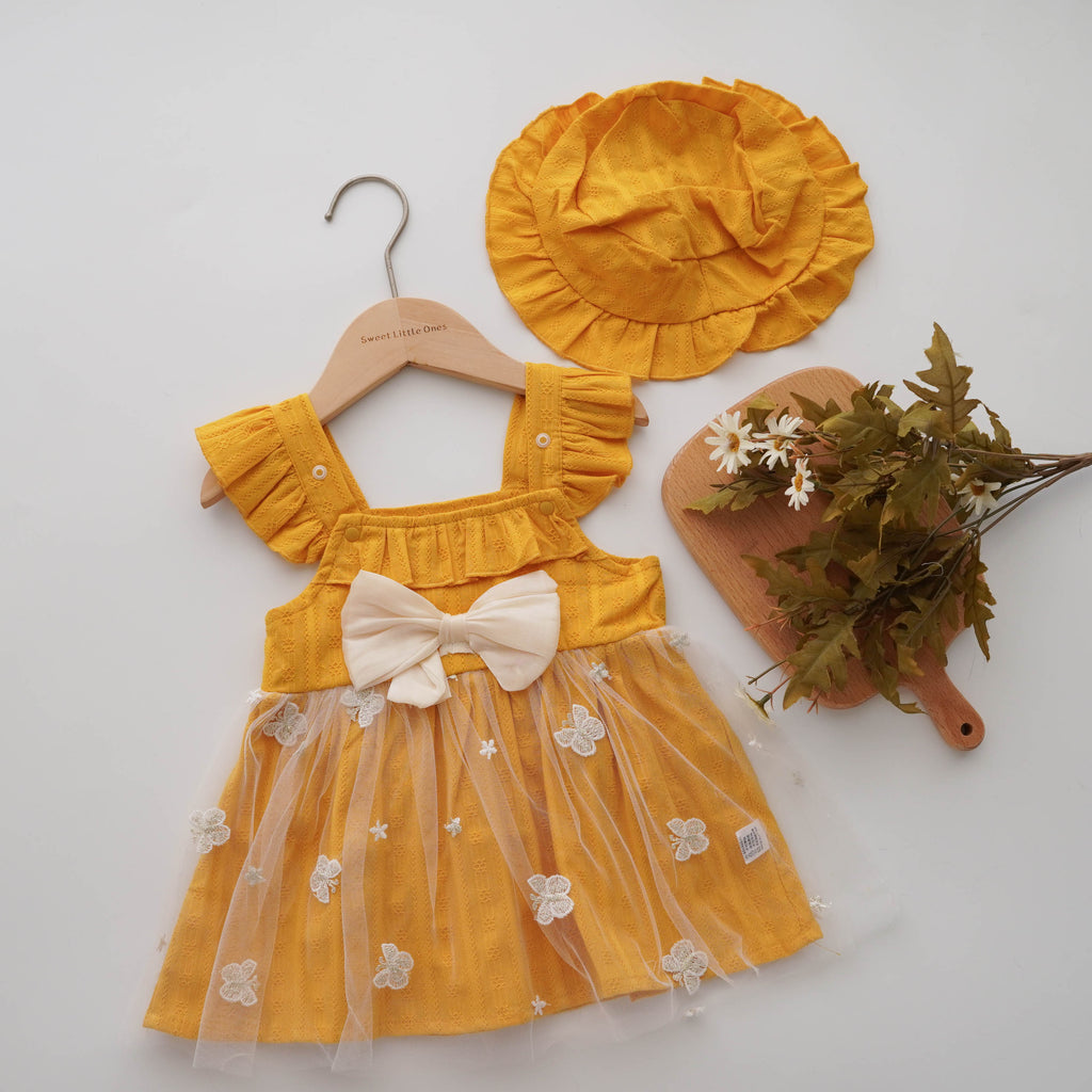 Ribbon Adjustable Summer Dress with Hat