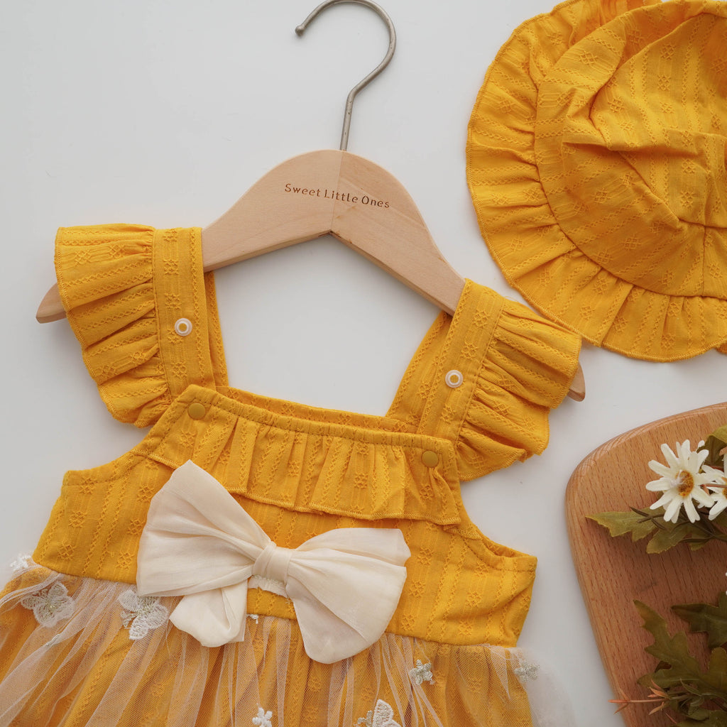 Ribbon Adjustable Summer Dress with Hat