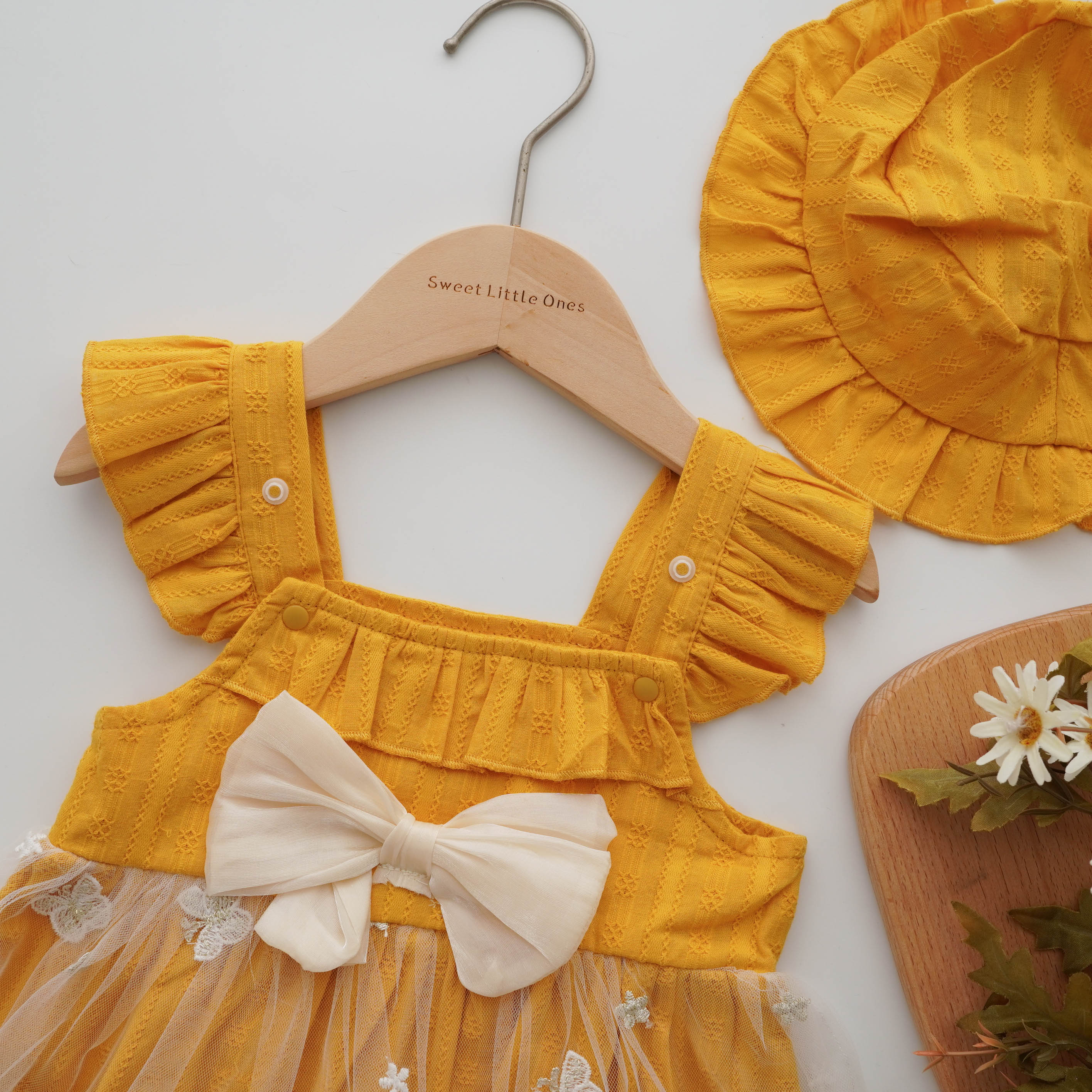 Ribbon Adjustable Summer Dress with Hat