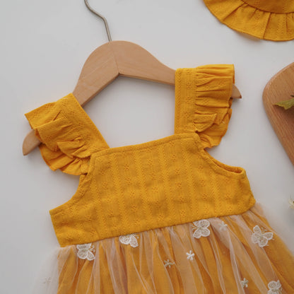 Ribbon Adjustable Summer Dress with Hat