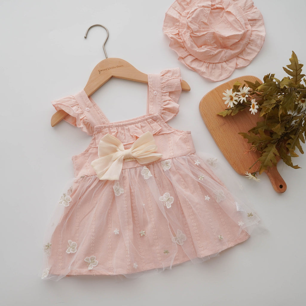 Ribbon Adjustable Summer Dress with Hat