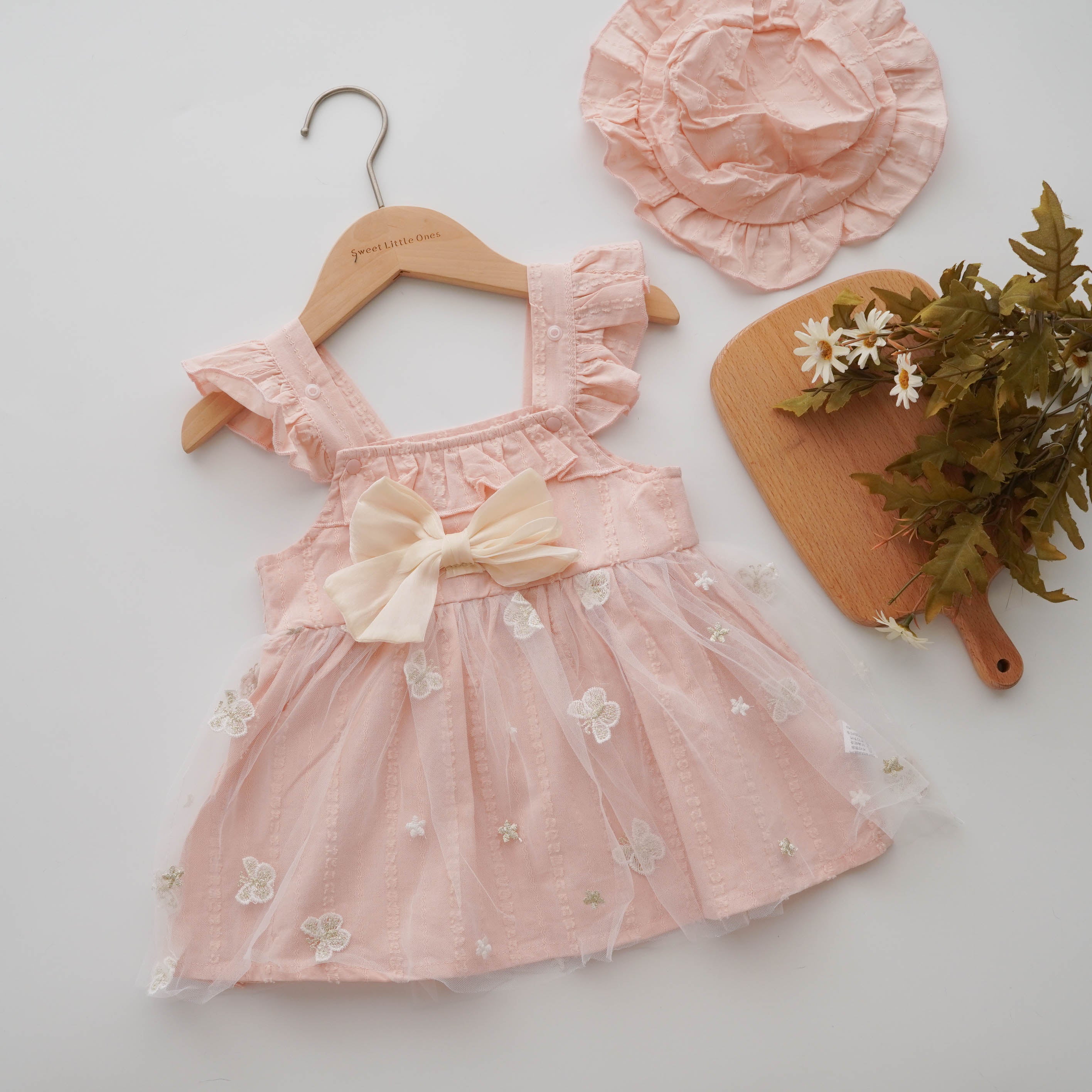 Ribbon Adjustable Summer Dress with Hat