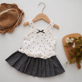 Polka Dot Top with Pleated Skirt Set