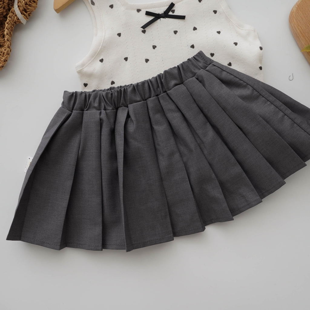 Polka Dot Top with Pleated Skirt Set