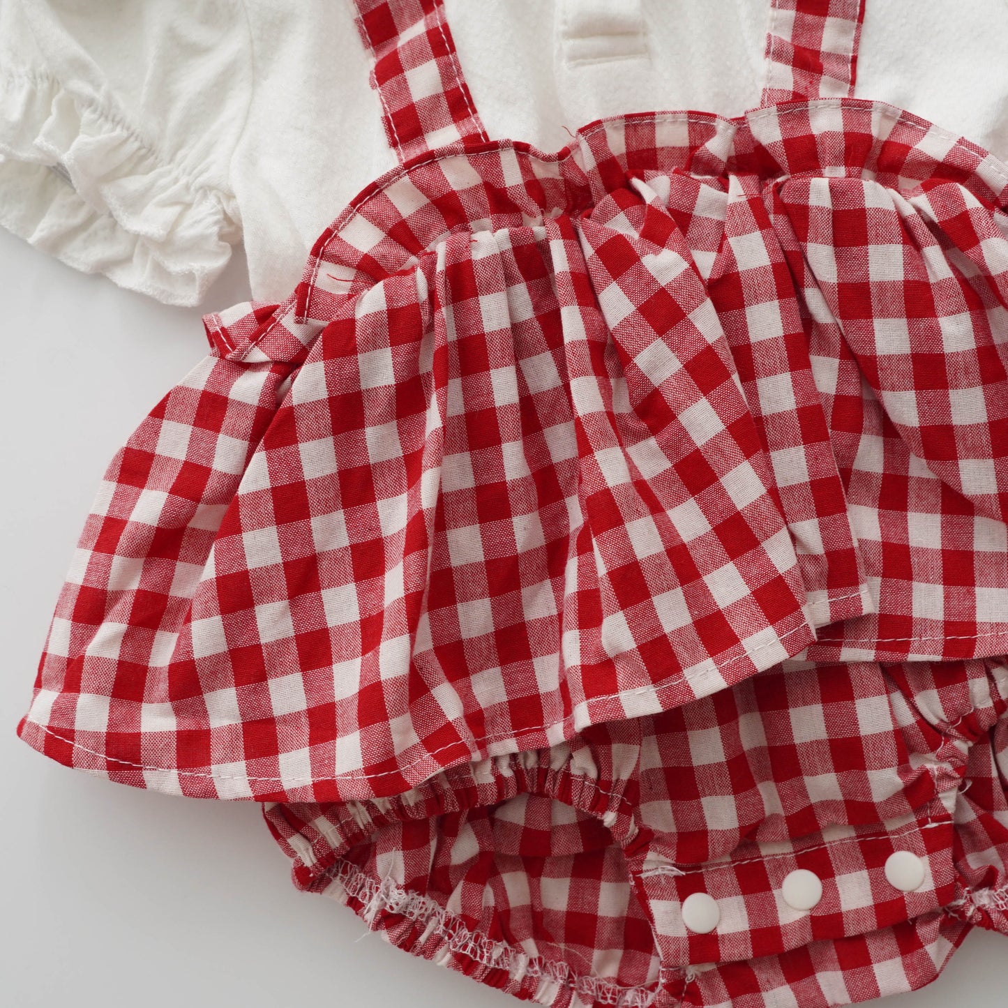 Kitty Apple Checkered Romper