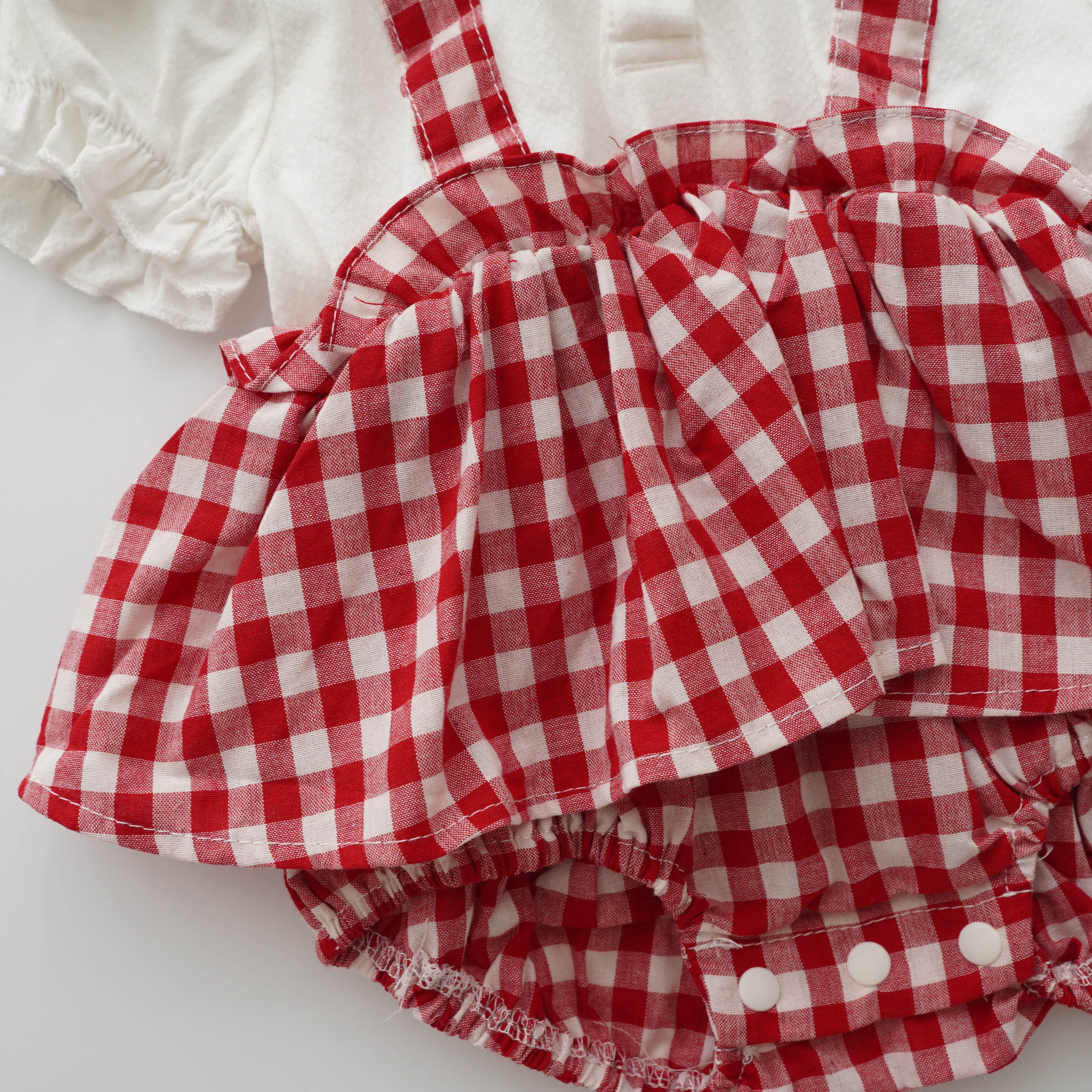 Kitty Apple Checkered Romper